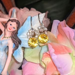 ✨Beautiful Tourmaline, Diamond, and Silver Fashion Earrings, Lever Back ✨